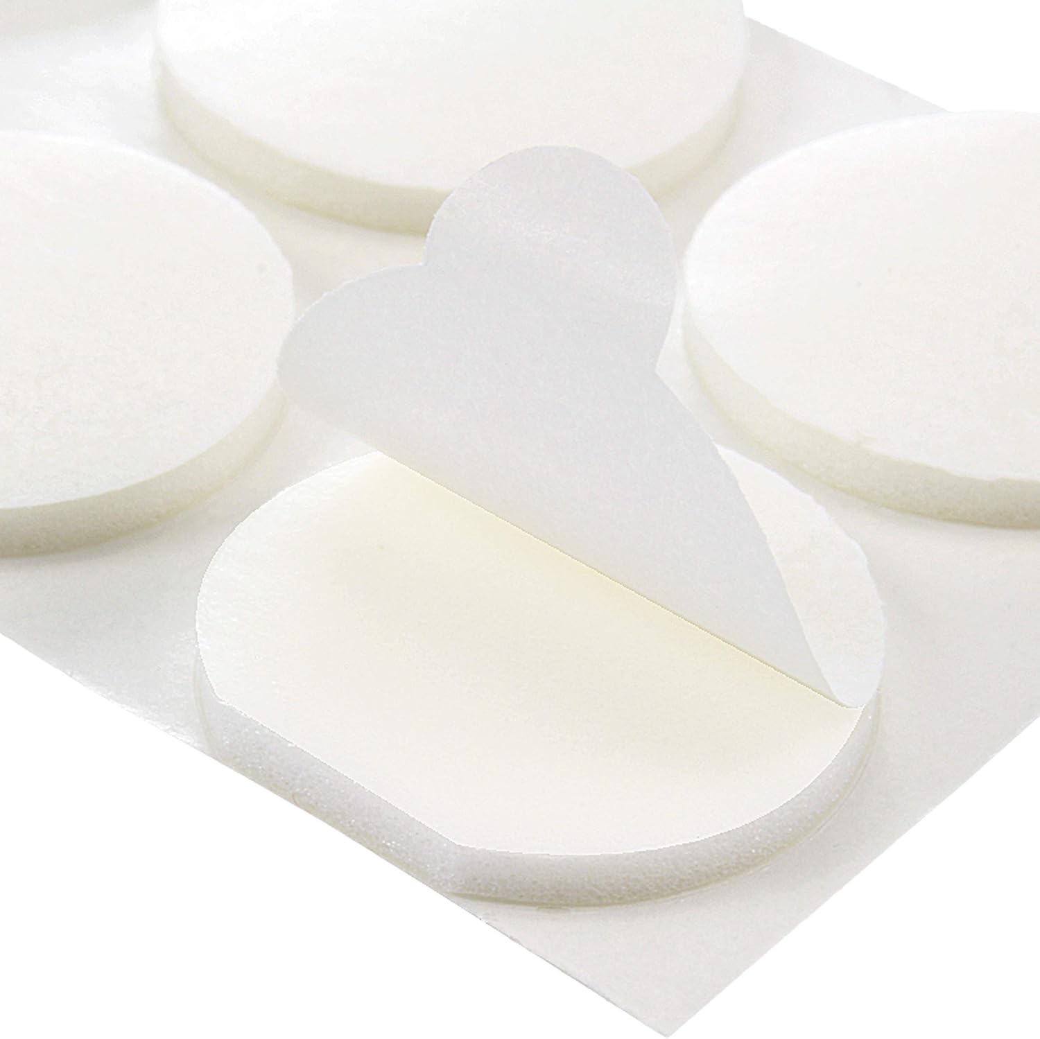 Detalle de KLEBESHOP24 Lot de 20 pastilles adhésives double face 2 mm d'épaisseur, Ø 30 mm – blanc, avec languette