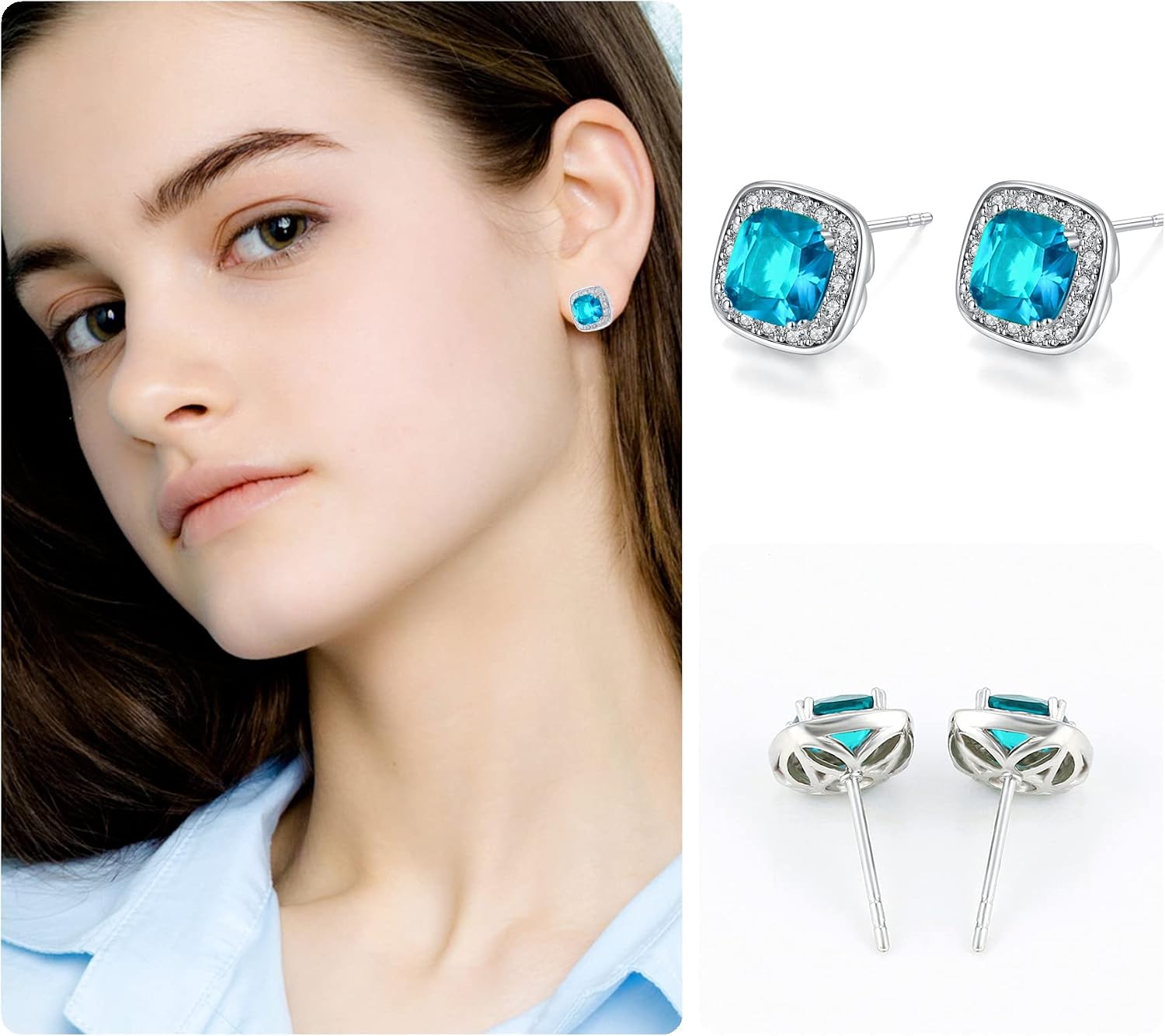Thumbnail 6 de VONSSY Gemstone Stud Earrings