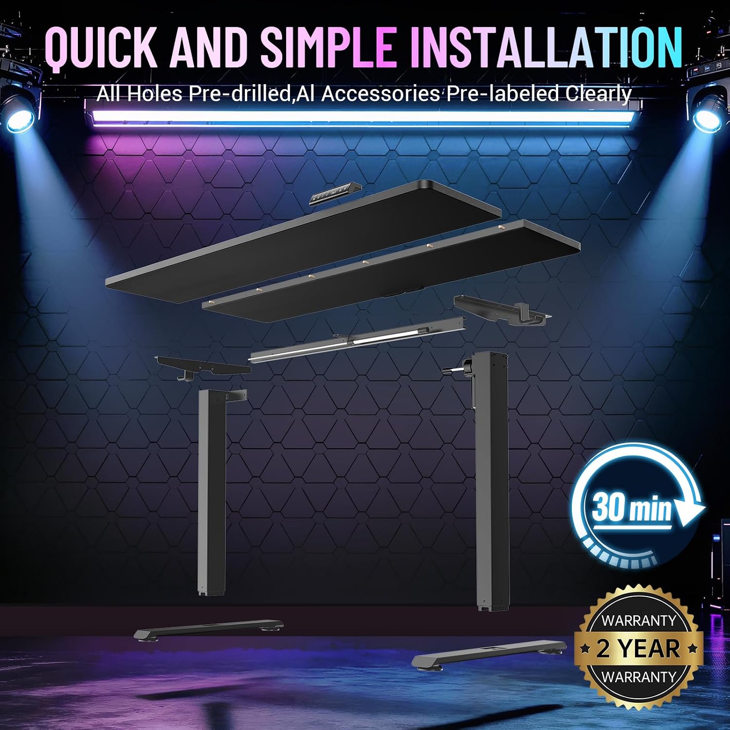 Detalle de Veken Electric Standing Desk, 55-Inch