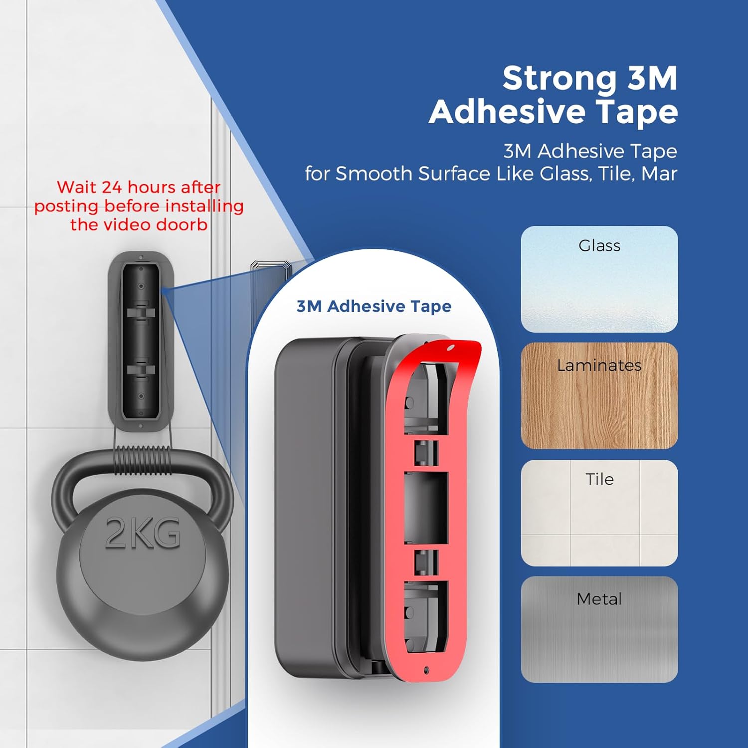 Thumbnail 4 de Gusfeliz Adjustable Doorbell Camera Mount for Blink Video Doorbell 2nd Gen (No Drill) – 35° to 55° Angle Mount