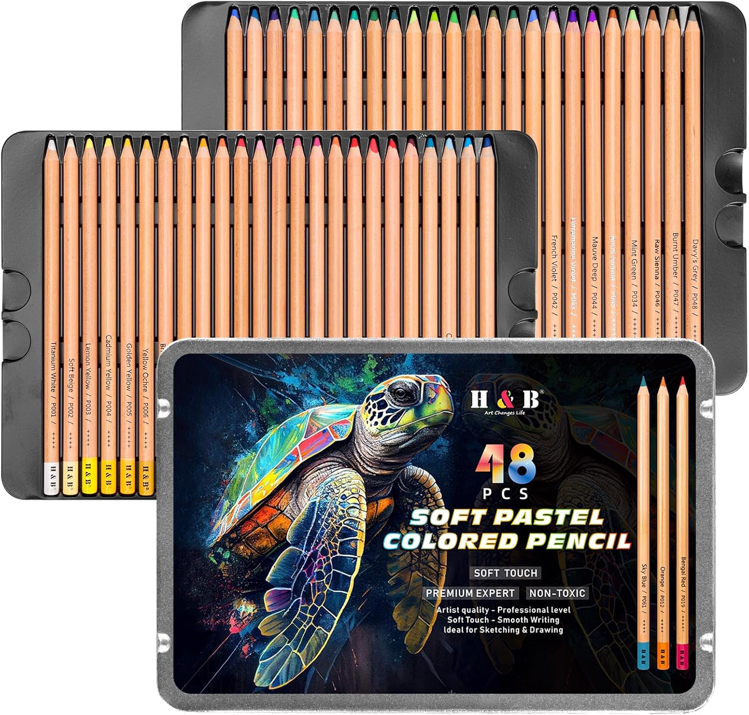 Thumbnail 6 de H & B 72 Pro Soft Pastel Pencils in Metal Tin – 72 Vibrant Colours for Professional Drawing