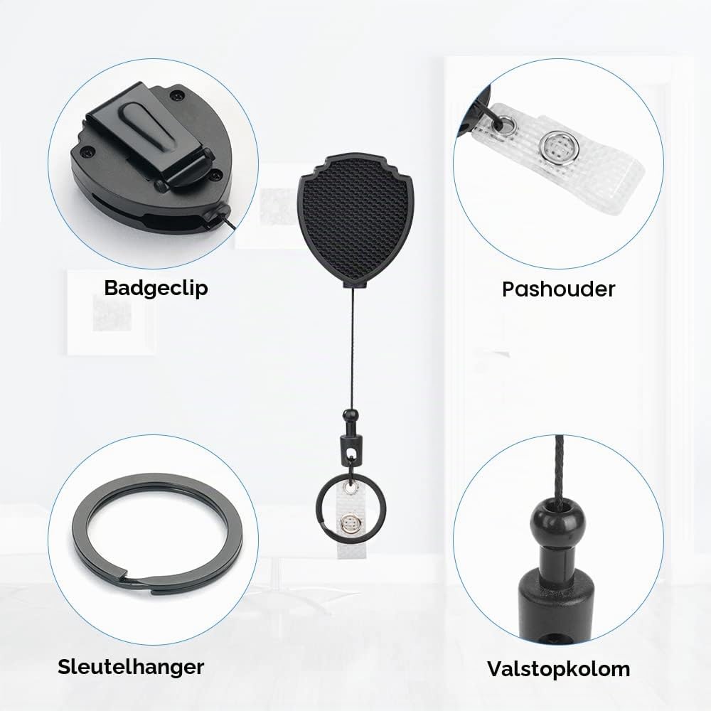 Thumbnail 3 de Vicloon 1 intrekbare sleutelhanger met metalen karabijnhaak, 2 stuks