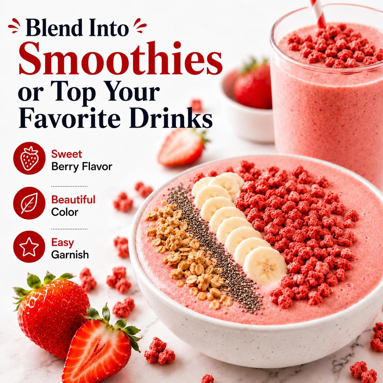 Detalle de WildSap Emeralds Freeze-Dried Strawberries, 19.2 oz Tin, No Added Sugar