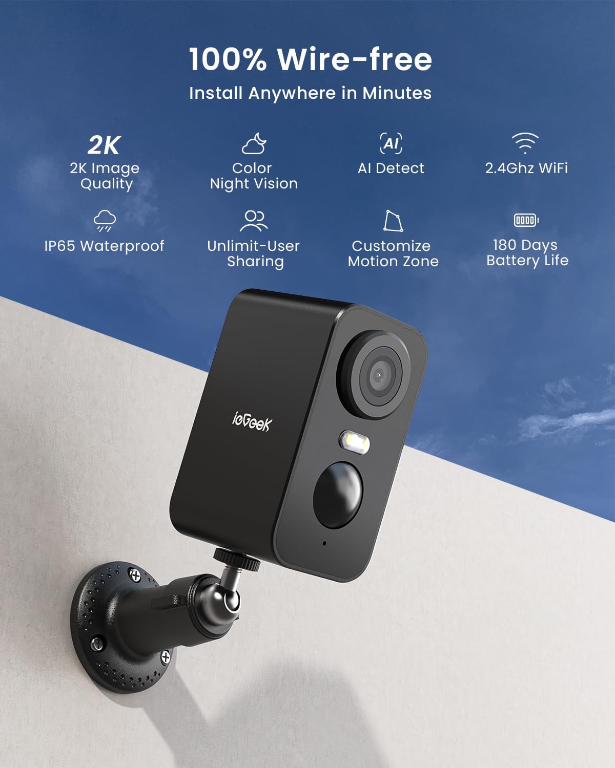 Detalle de ieGeek 2K Wireless Security Camera, 2 Pack