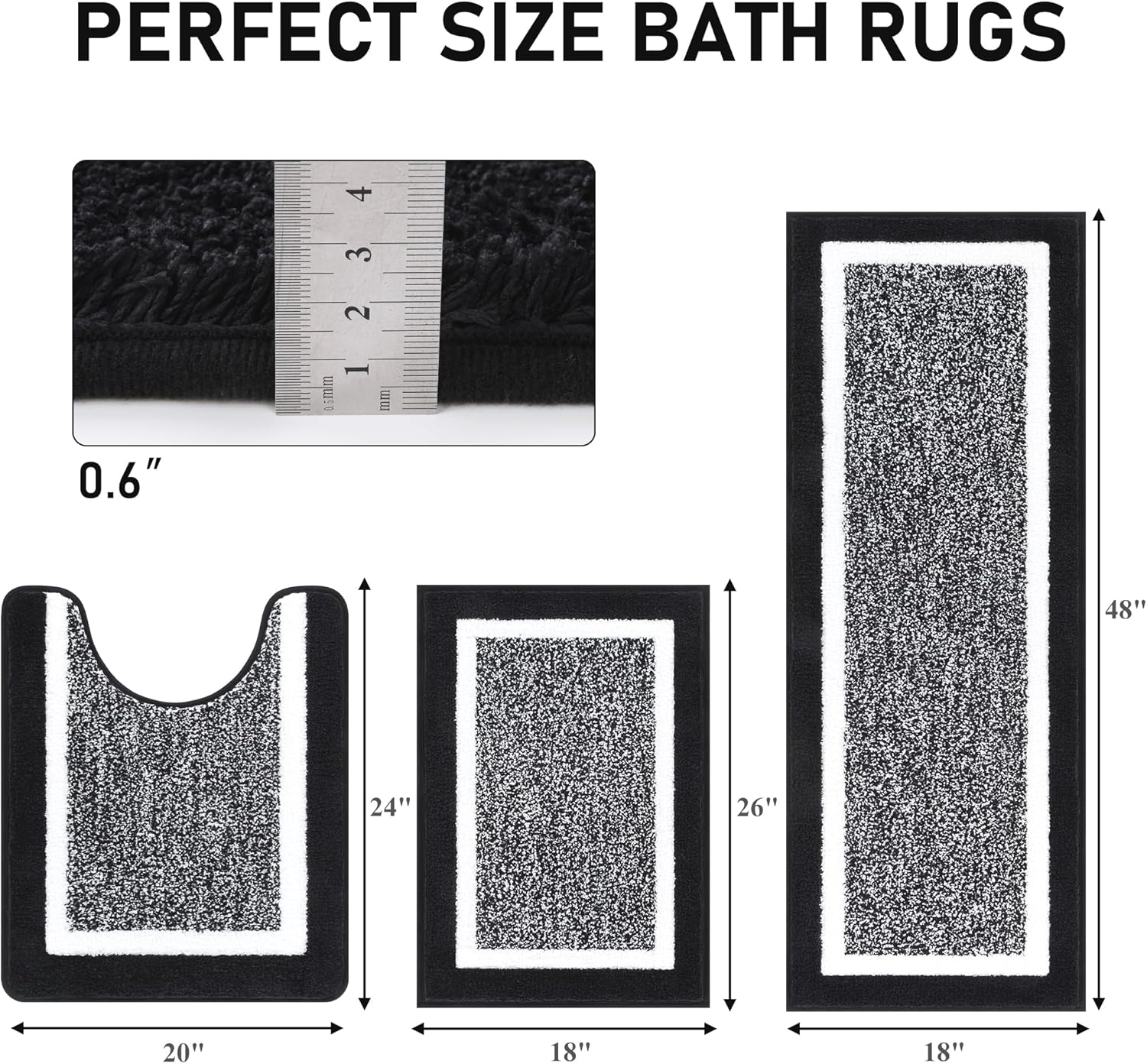 Thumbnail 1 de Pauwer 3-Piece Microfiber Shaggy Bathroom Rug Mat Set