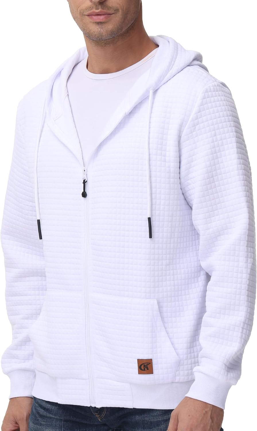 Detalle de Tyhengta Herren Kapuzenpullover mit Reißverschluss und Taschen – Sportliche Sweatjacke