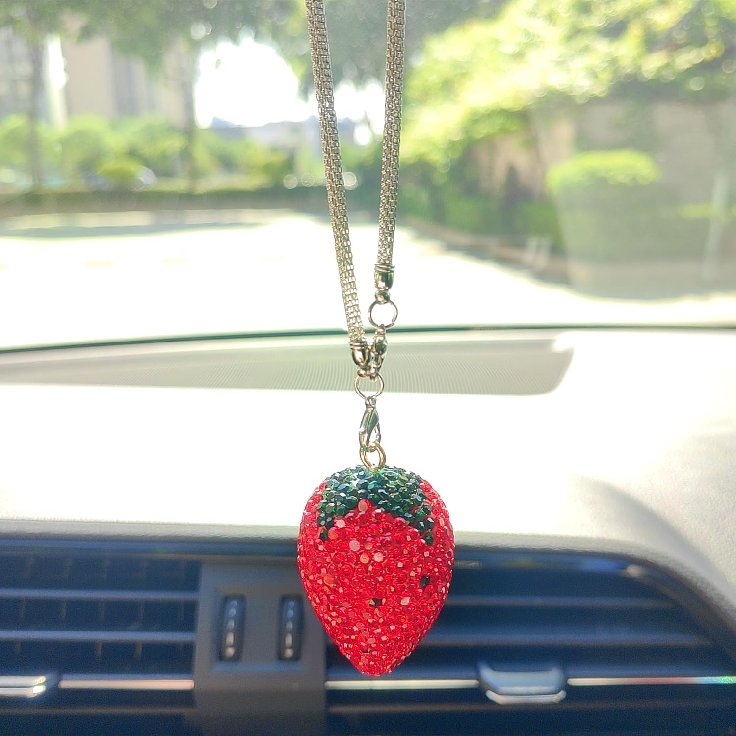 Thumbnail 6 de Strawberry Rearview Mirror Charm with Rhinestones