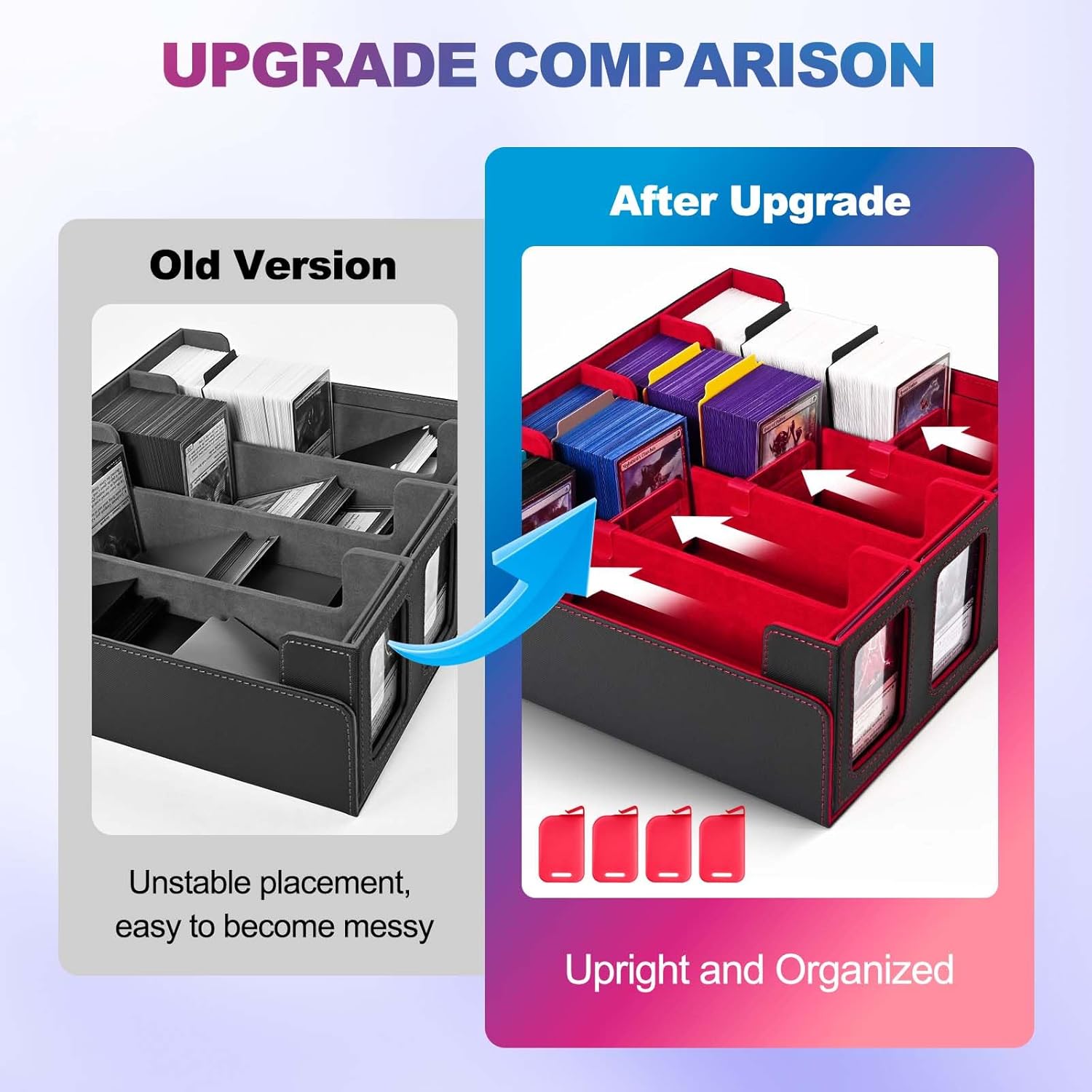 Thumbnail 5 de UAONO Trading Card Storage Box for Commander Display (Black & Red) – 2400+ MTG Deck Box with 4 Top Loader