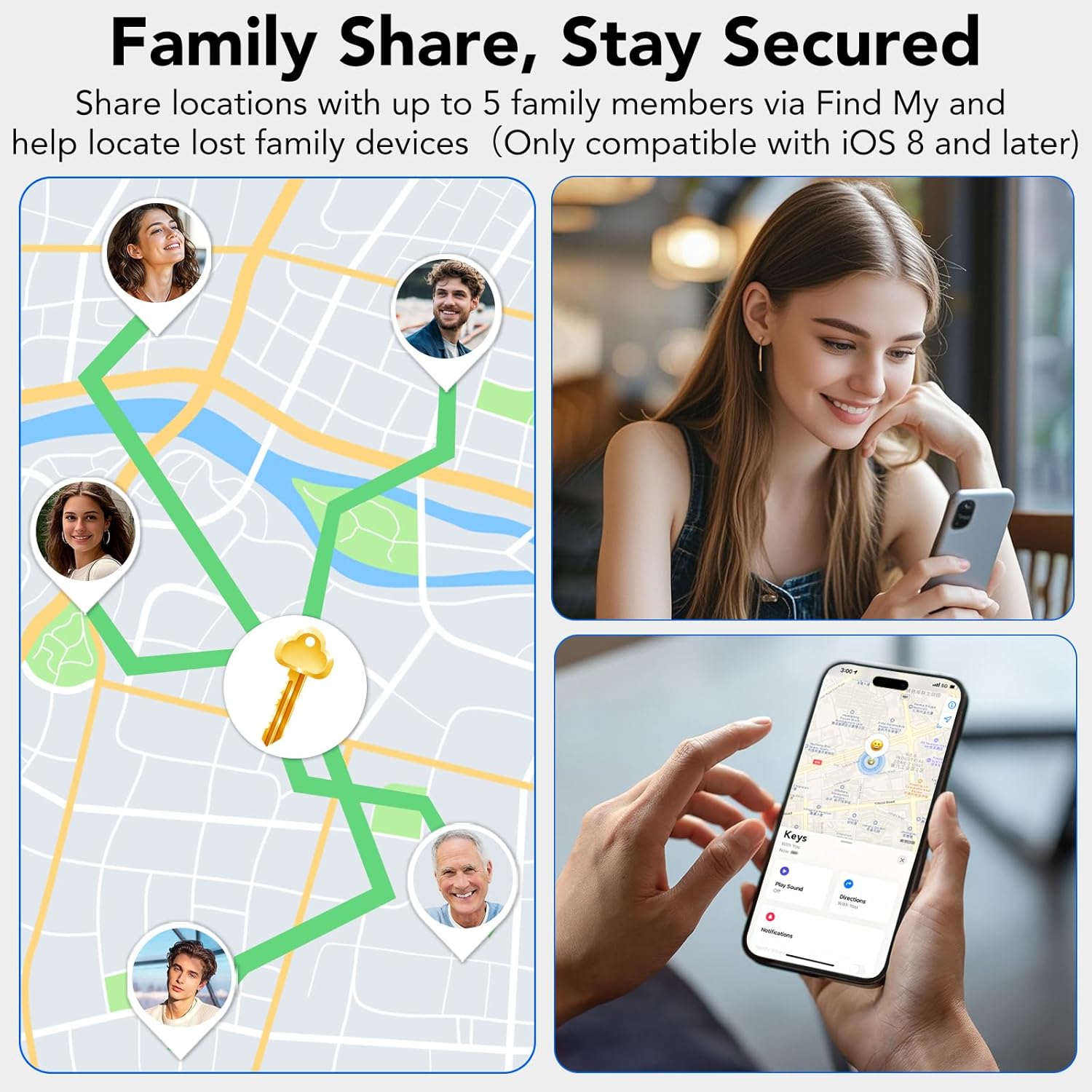 Thumbnail 6 de 2-in-1 Air Tracker Tags-2Pack: Bluetooth Item Locator with USB-C Light for iOS Find My – IP68 Night Light Companion
