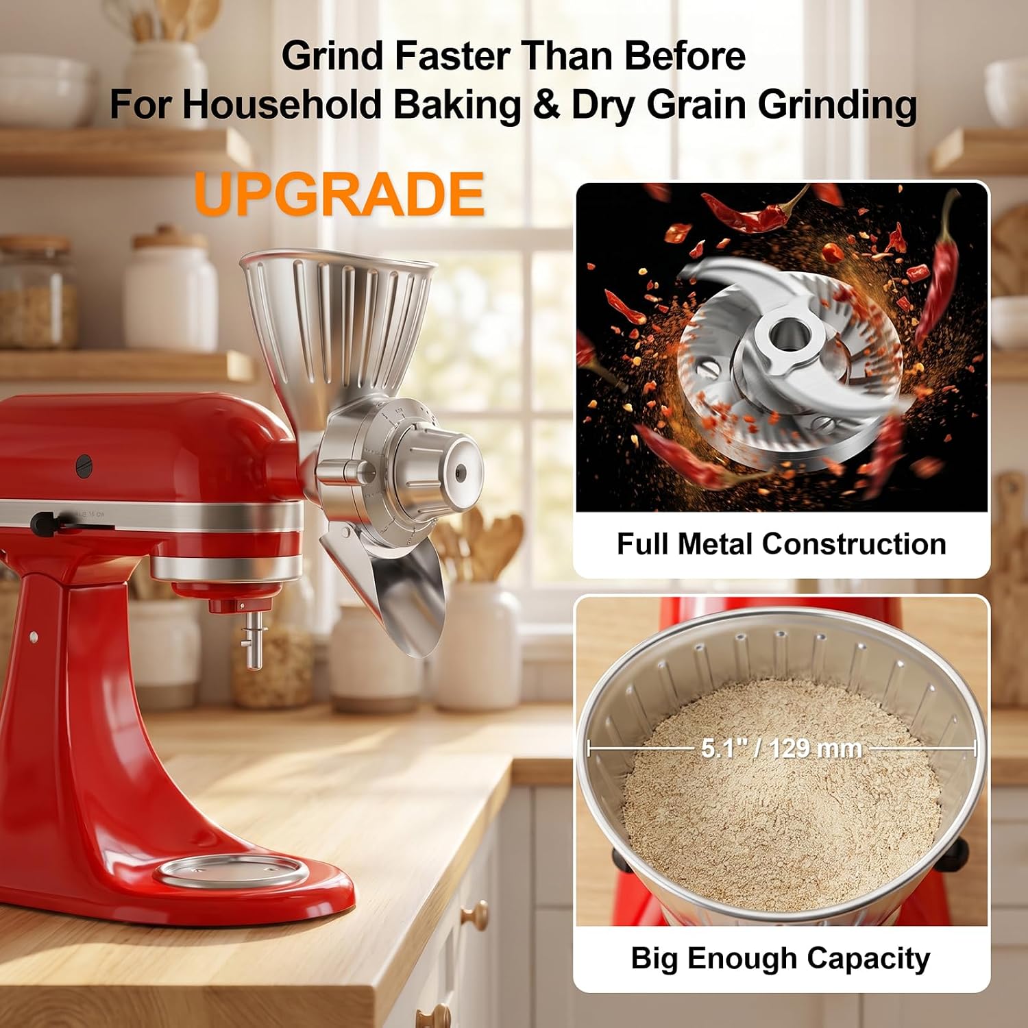 Detalle de HOZODO Grain Mill Attachment, 9-Level