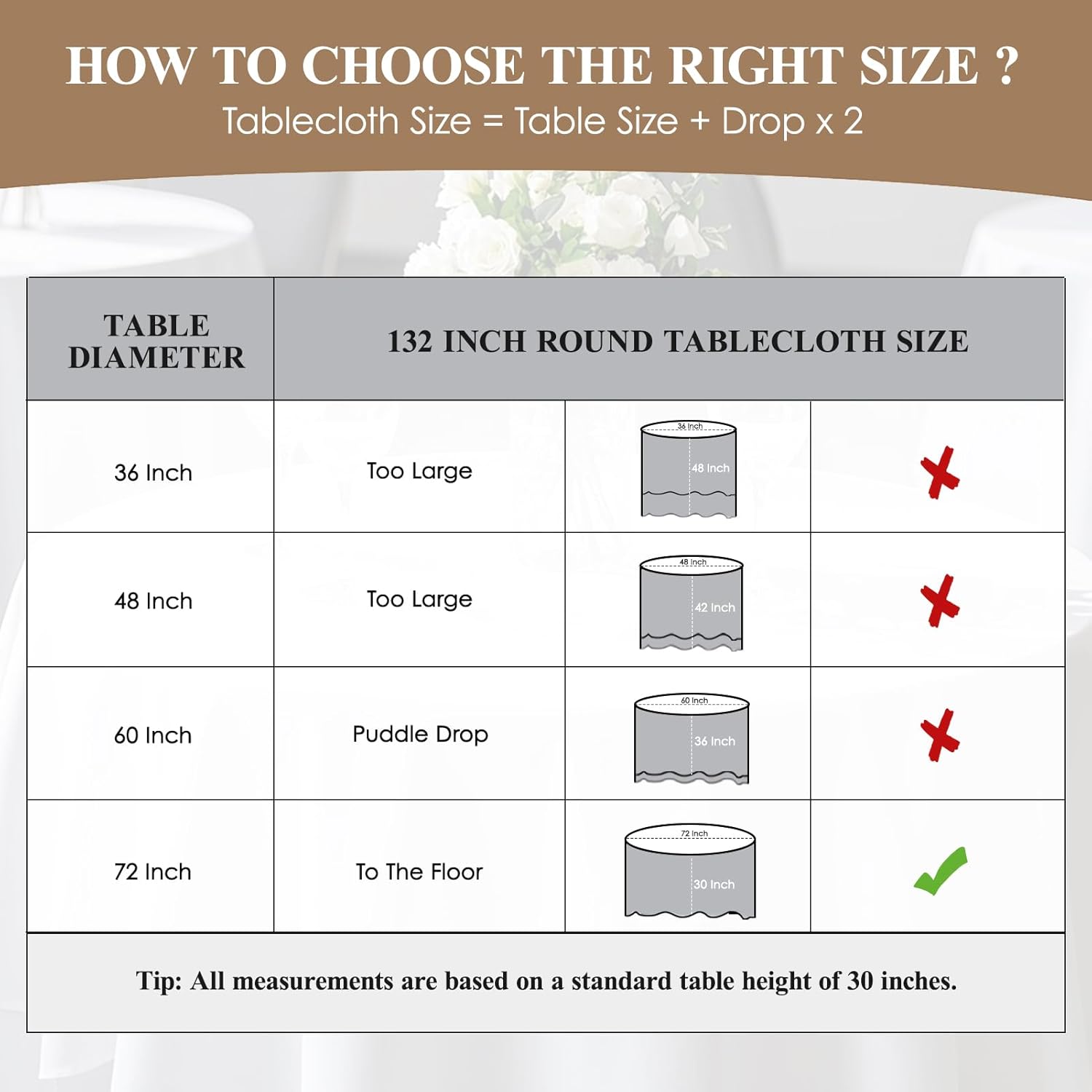 Thumbnail 1 de Aocoz Round Tablecloth 132-Inch 10-Pack Black (Washable Polyester)