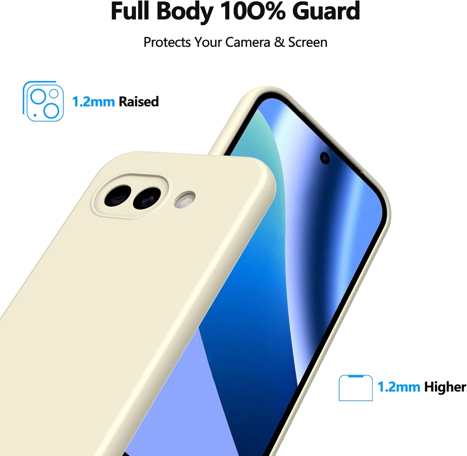 Thumbnail 5 de WFTE Hülle für Google Pixel 10A 5G – Silikonhülle mit 2 Panzerglas-Displayschutz, Weiß