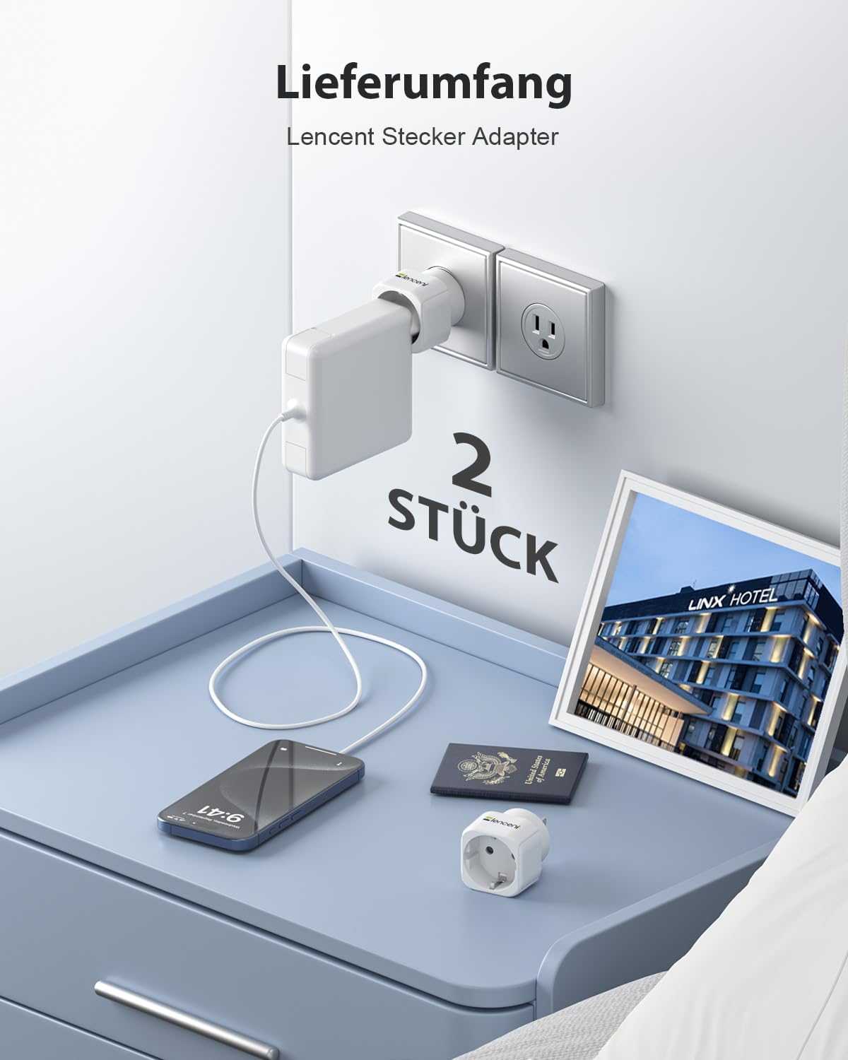 Thumbnail 3 de LENCENT Reiseadapter Typ-B 2er-Pack 🔌
