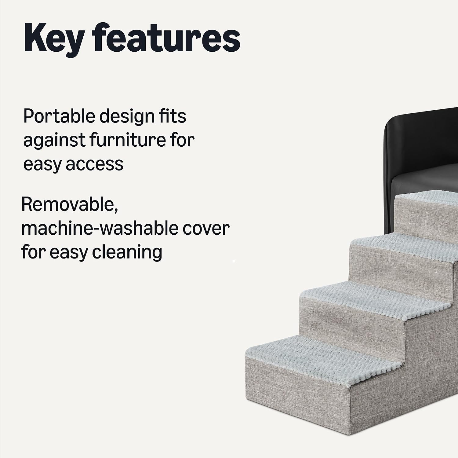 Thumbnail 1 de Amazon Basics Dog Steps, 4-Step Foam Dog Stairs (46.7 cm) for High Beds and Sofas