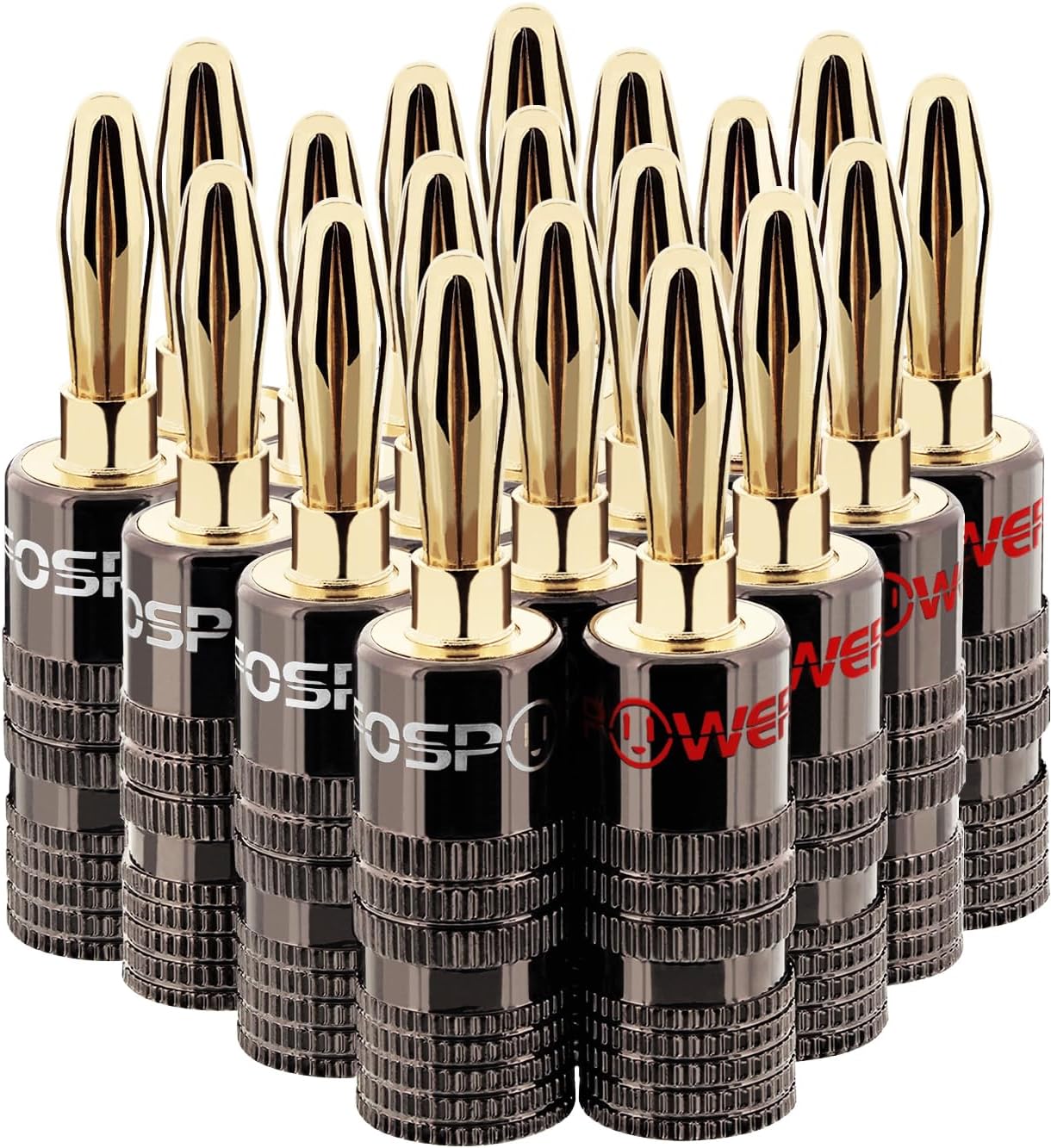 Detalle de FosPower Banana Plugs (10 pairs / 20 pcs) Closed Screw 24K Gold Plated Speaker Connectors