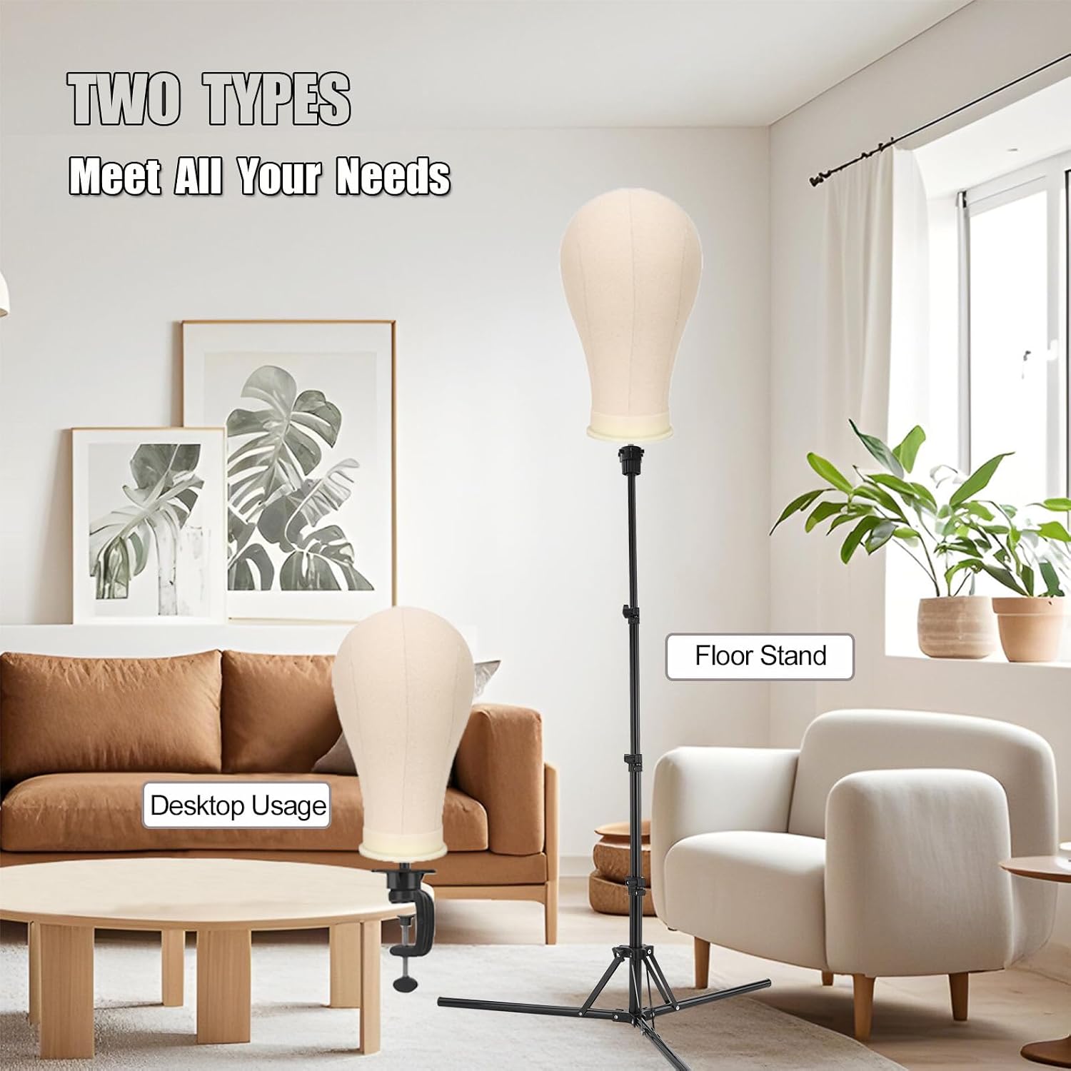 Detalle de SZCY LLC 23-Inch Canvas Block Wig Head with 47-Inch Tripod Stand