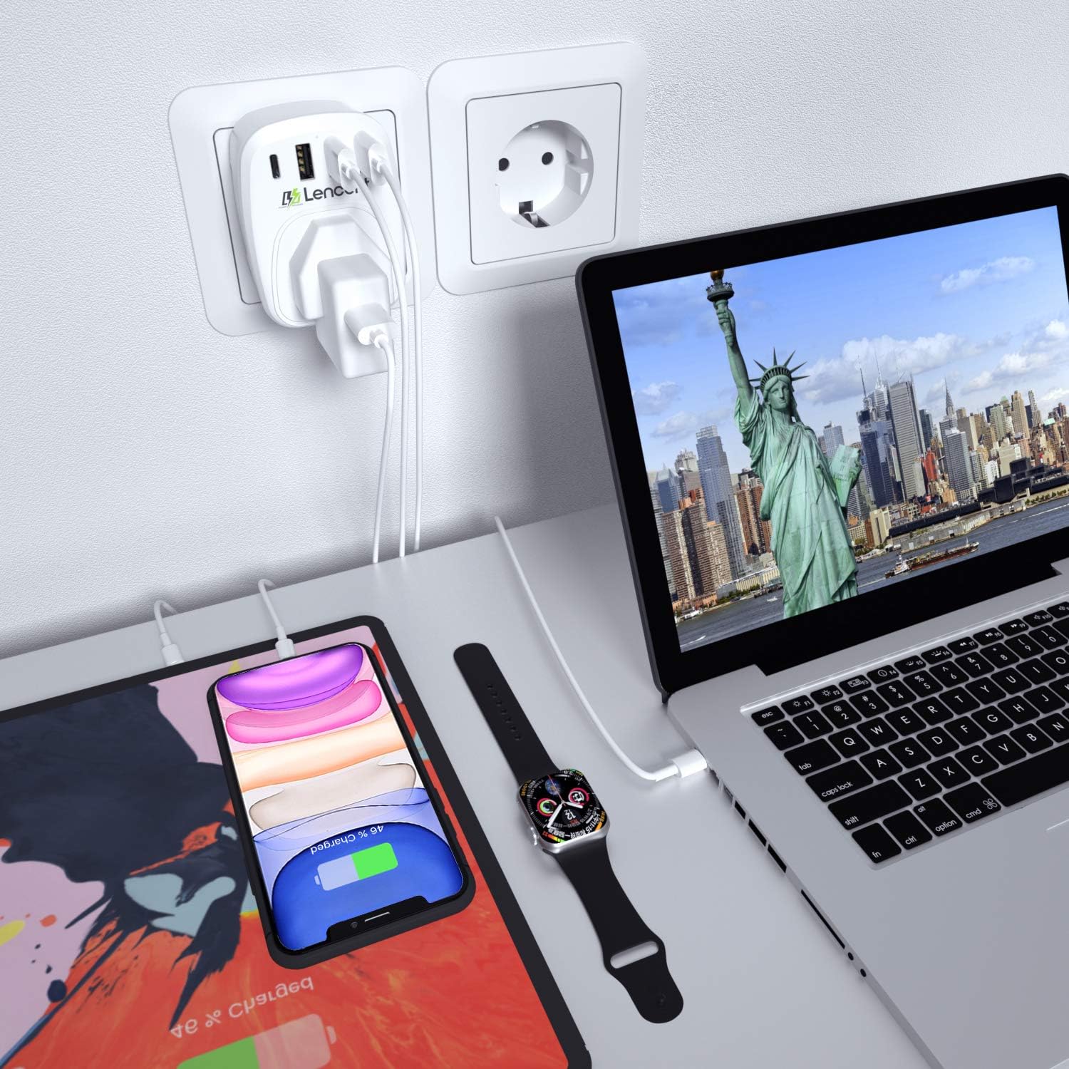 Thumbnail 6 de LENCENT UK to EU Travel Adapter with USB-C 2-pack 🔌
