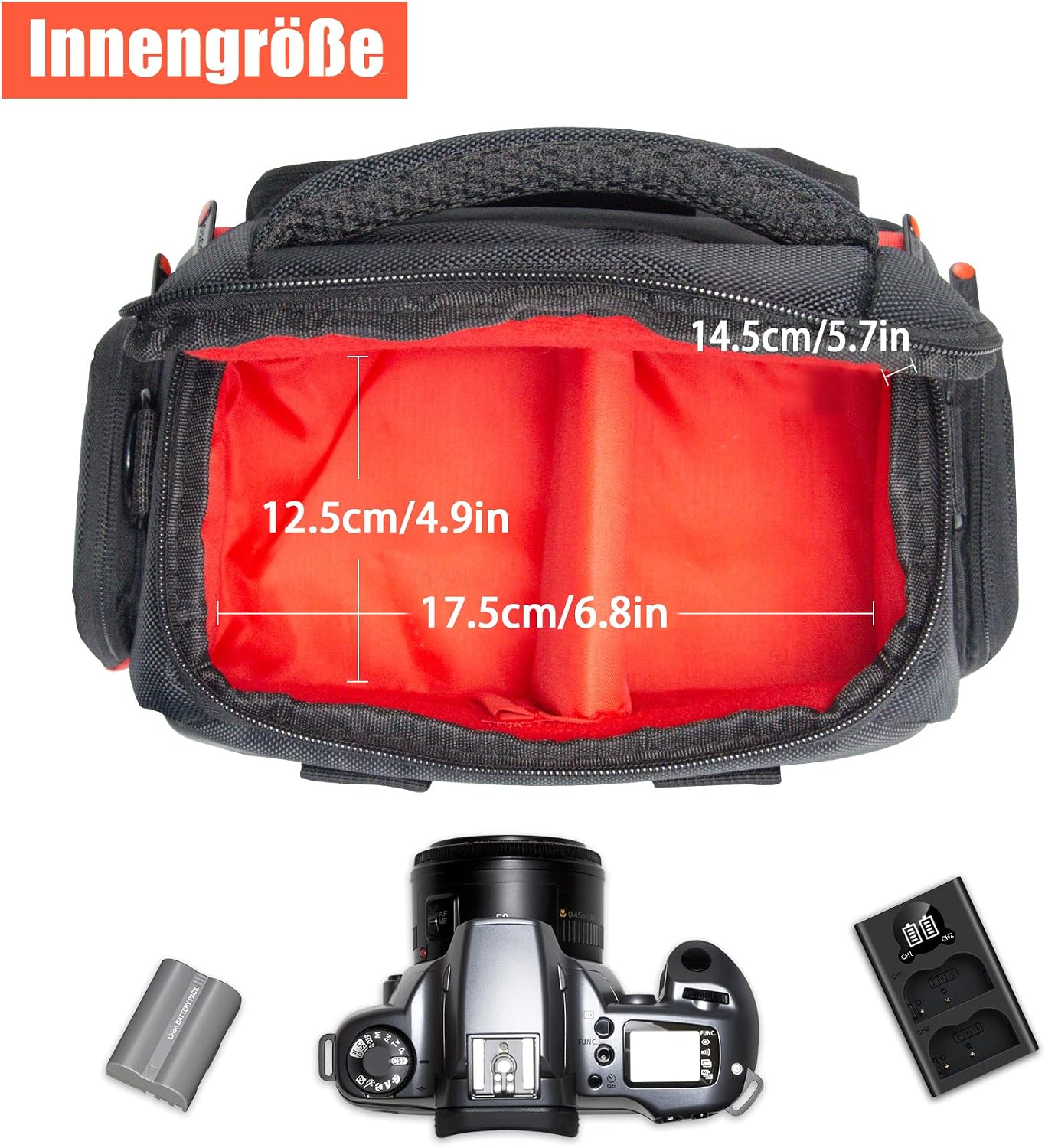 Detalle de FOSOTO Kameratasche große Umhängetasche für DSLR
