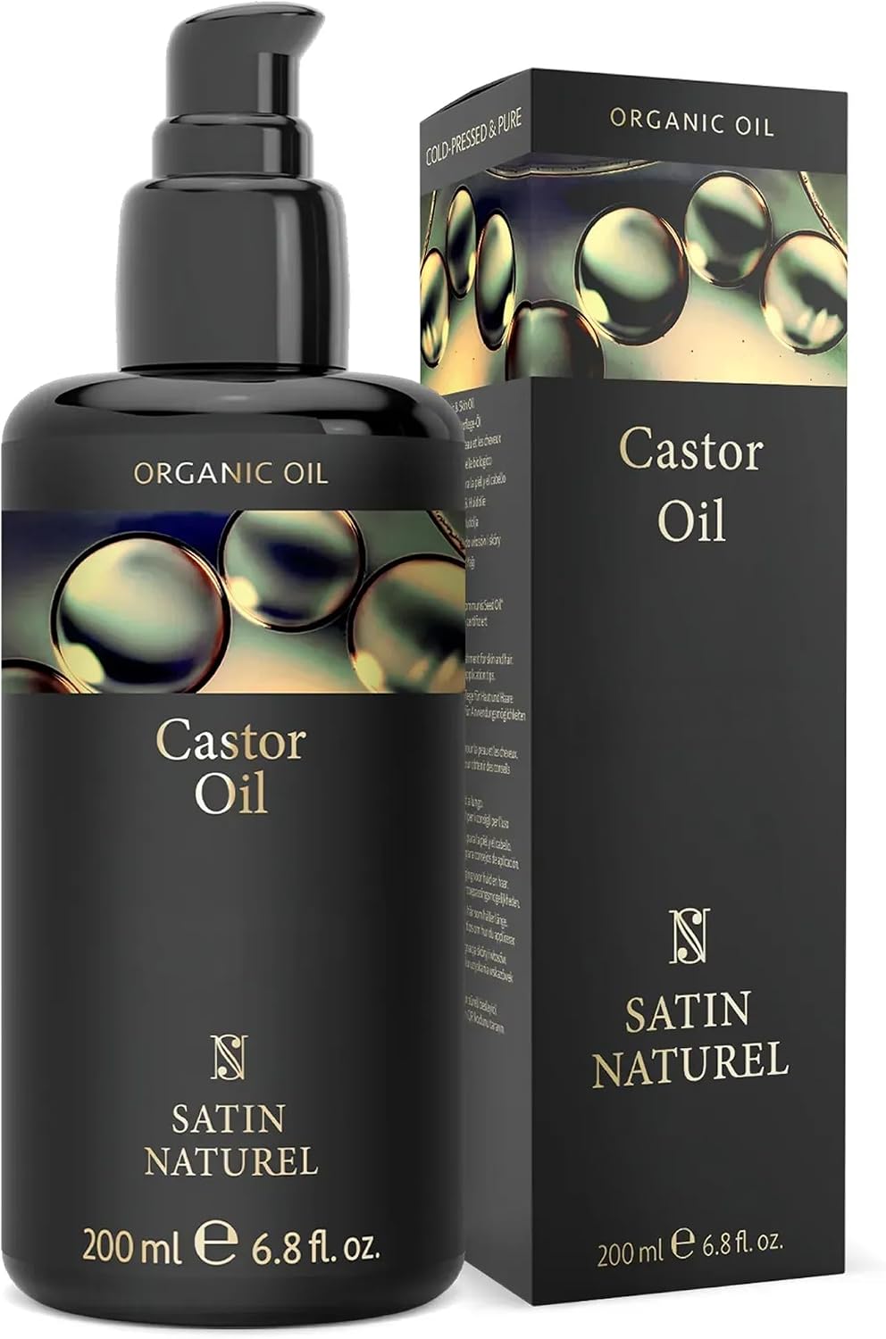 Detalle de Satin Naturel Huile de Ricin Bio 200 ml – Pressée à froid pour cheveux, cils, sourcils et barbe