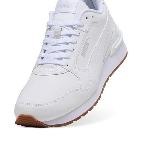 Detalle de PUMA ST Runner Leather V4 Sneaker unisex – Weiß Glacialgrau Kaugummi, Größe 44.5 EU