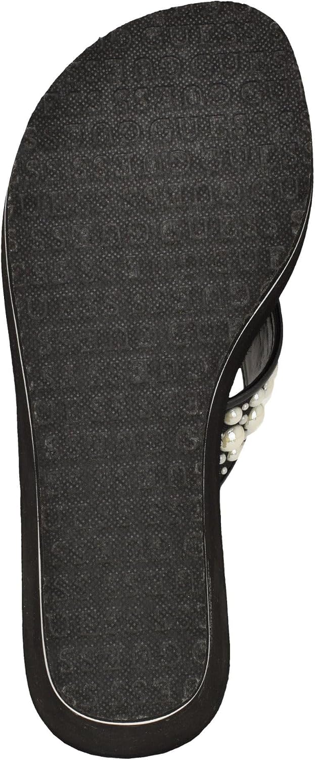 Detalle de GUESS Femme Silus Sandale : élégance perlée et confort sur talon compensé 7,5 cm
