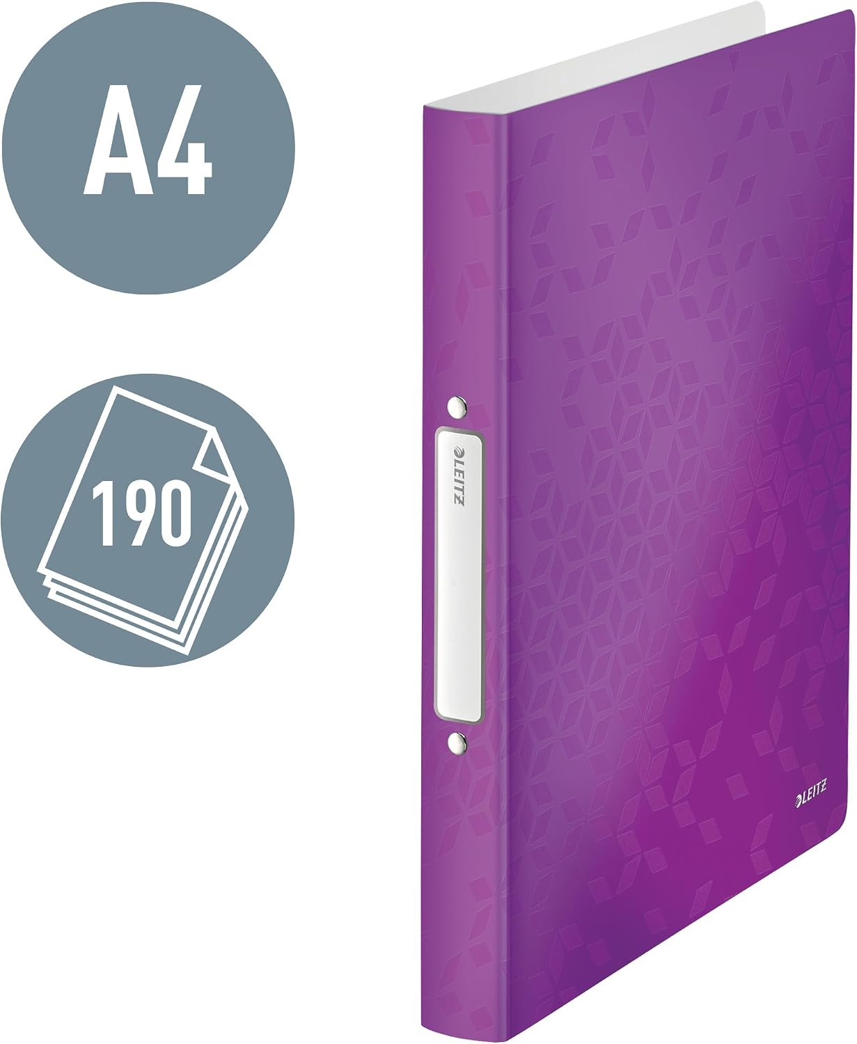 Detalle de Leitz WOW Ringbuch DIN A4, 2-Ring, 25 mm, violett metallic – 10er Pack