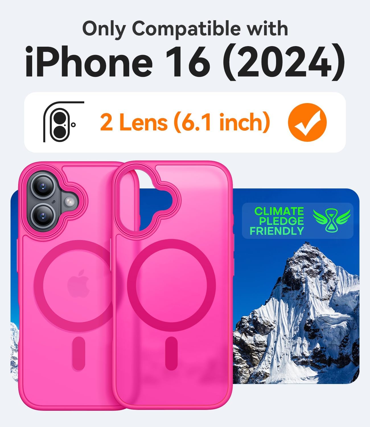 Detalle 2 de CANSHN Funda Magética para iPhone 16 Rosa Vivo