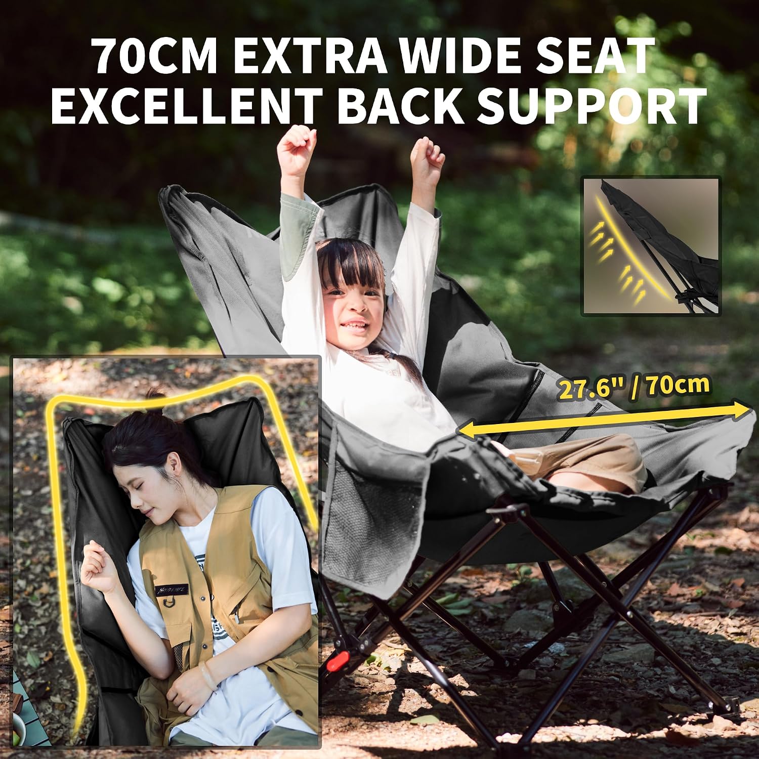 Detalle 2 de Naturehike Sea Star faltbarer Campingstuhl (gepolstert, XXL) mit Tasche – hochlehner Relaxsessel für Garten & Outdoor