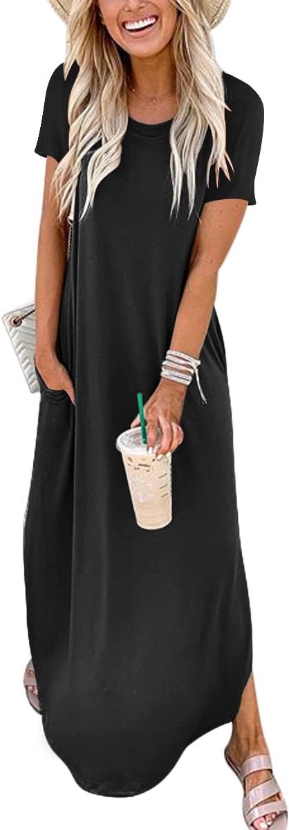 Detalle de ANRABESS Womens Summer Maxi Dress: Casual Loose T Shirt Dress for Beach Days