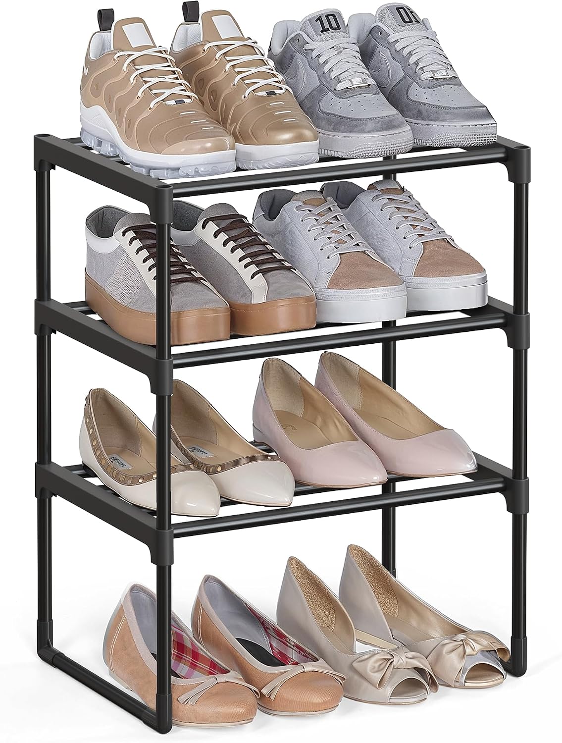 Detalle 2 de SONGMICS DEKY LSA303B02 skohylla i metall, 3 plan, stapelbar, svart