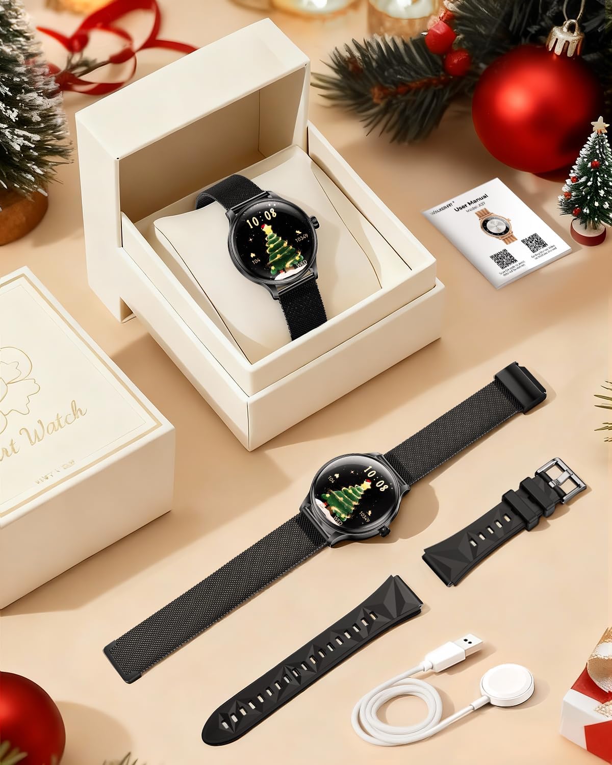 Thumbnail 6 de WalkerFit Smartwatch Damen Rund 1,43" AMOLED – 120+ Sportmodi, IP68, kabelloses Laden, Bluetooth Anrufe