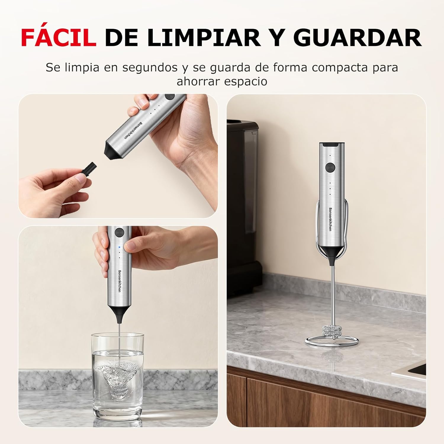 Thumbnail 5 de Bonsenkitchen Espumador de Leche 1500 mAh