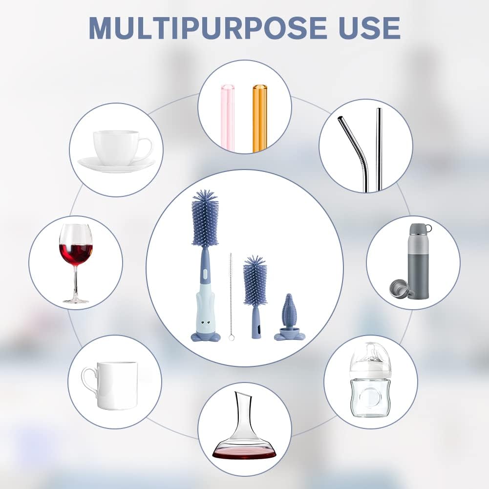 Thumbnail 4 de Kit de goupillons pour biberons Vicloon 3 en 1 (mousse à pression, 360°) sans BPA – Rose