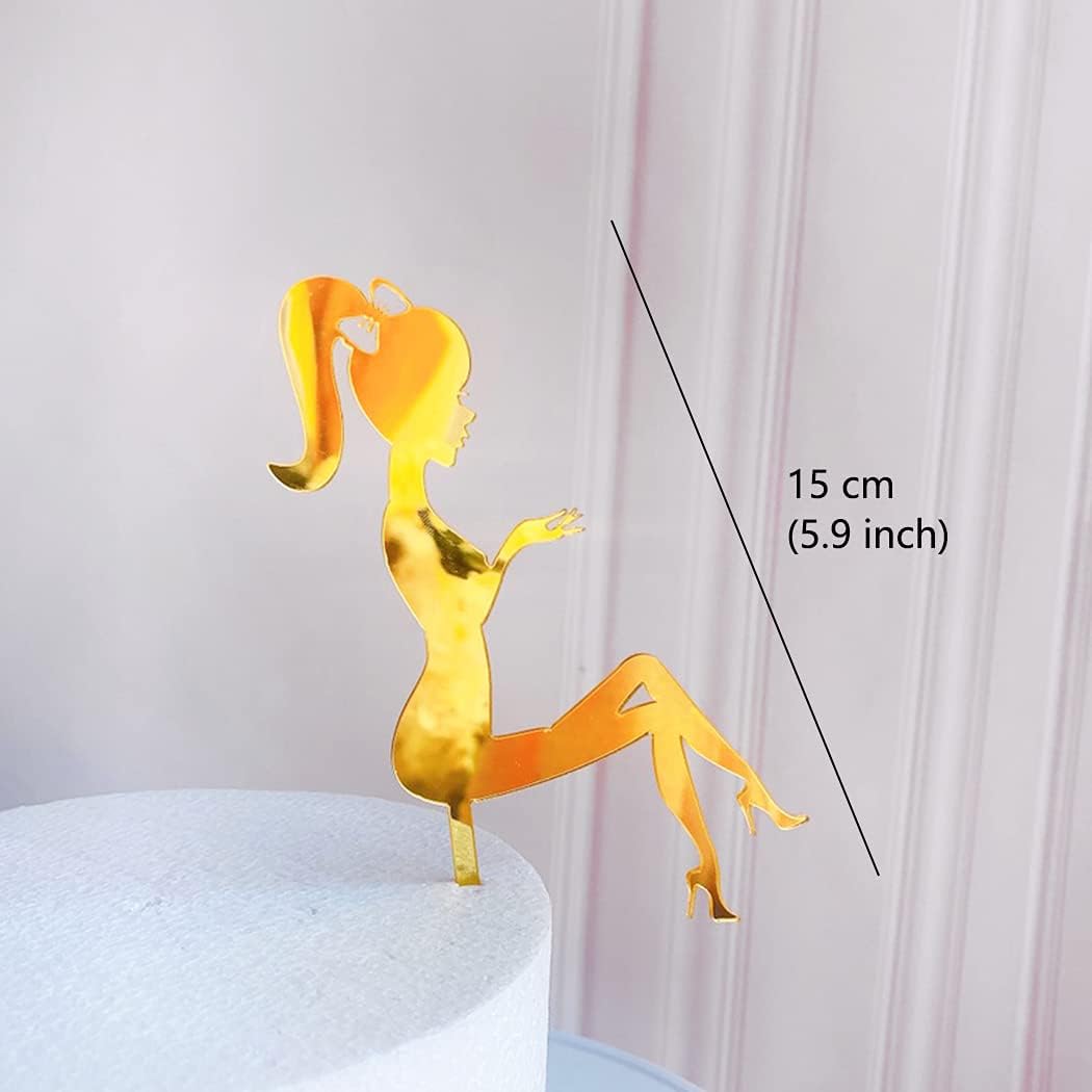 Detalle de Aabellay 12Pcs Happy Birthday Cake Topper – Lady Silhouette High Heels Acrylic Party Decor