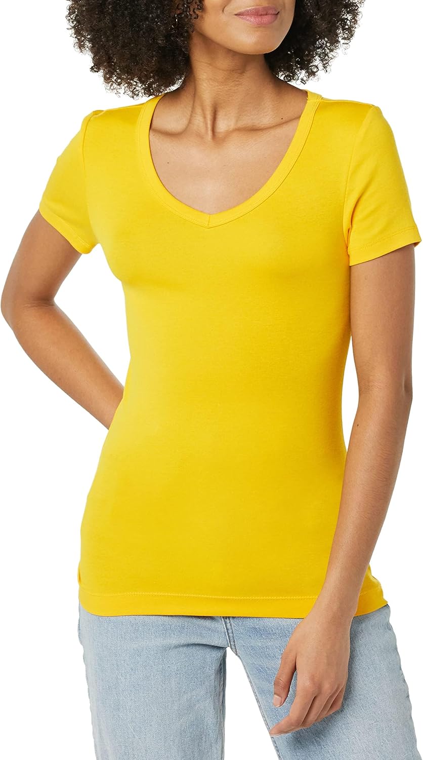 Thumbnail 1 de Amazon Essentials Damen Basic V-Ausschnitt T-Shirt mit kurzen Ärmeln (schmale Passform)