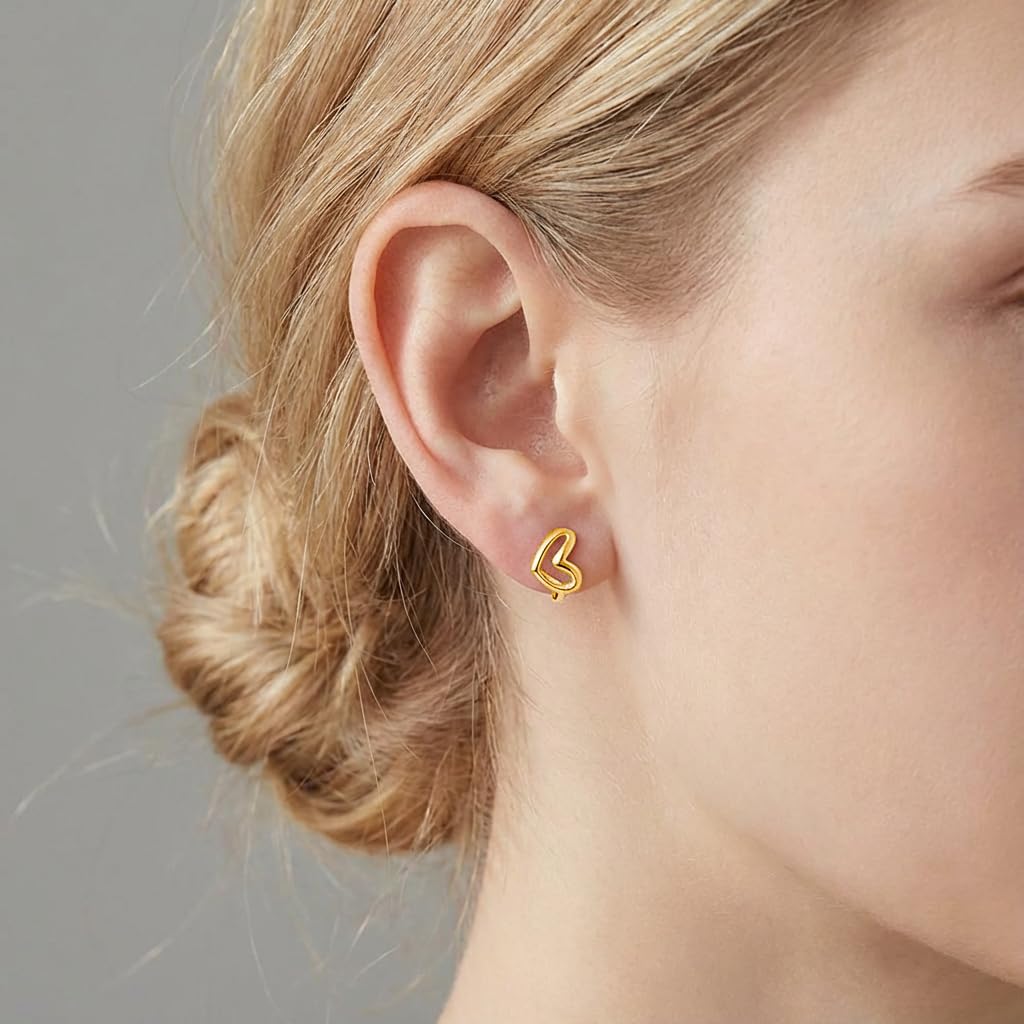 Detalle de Reffeer 925 Sterling Silver Heart Hoop Earrings