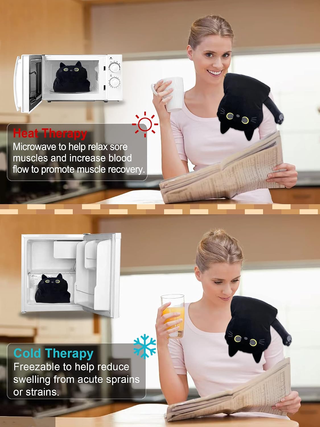 Thumbnail 6 de Cuckool 21 x 12-Inch Black Cat Microwavable Heating Pad with Washable Cover