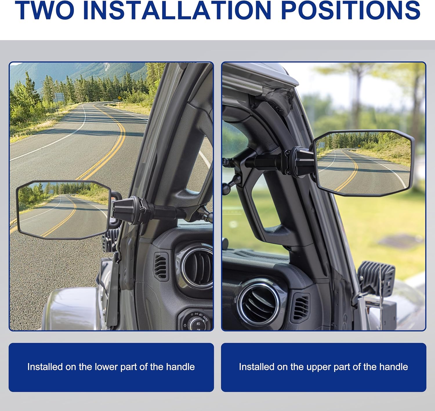 Detalle de GEVINFA Upgrade Mirrors Doors Off for Jeep Wrangler JL/JLU and Gladiator JT (2018-2023) with Quick Release and Stable Ball Head