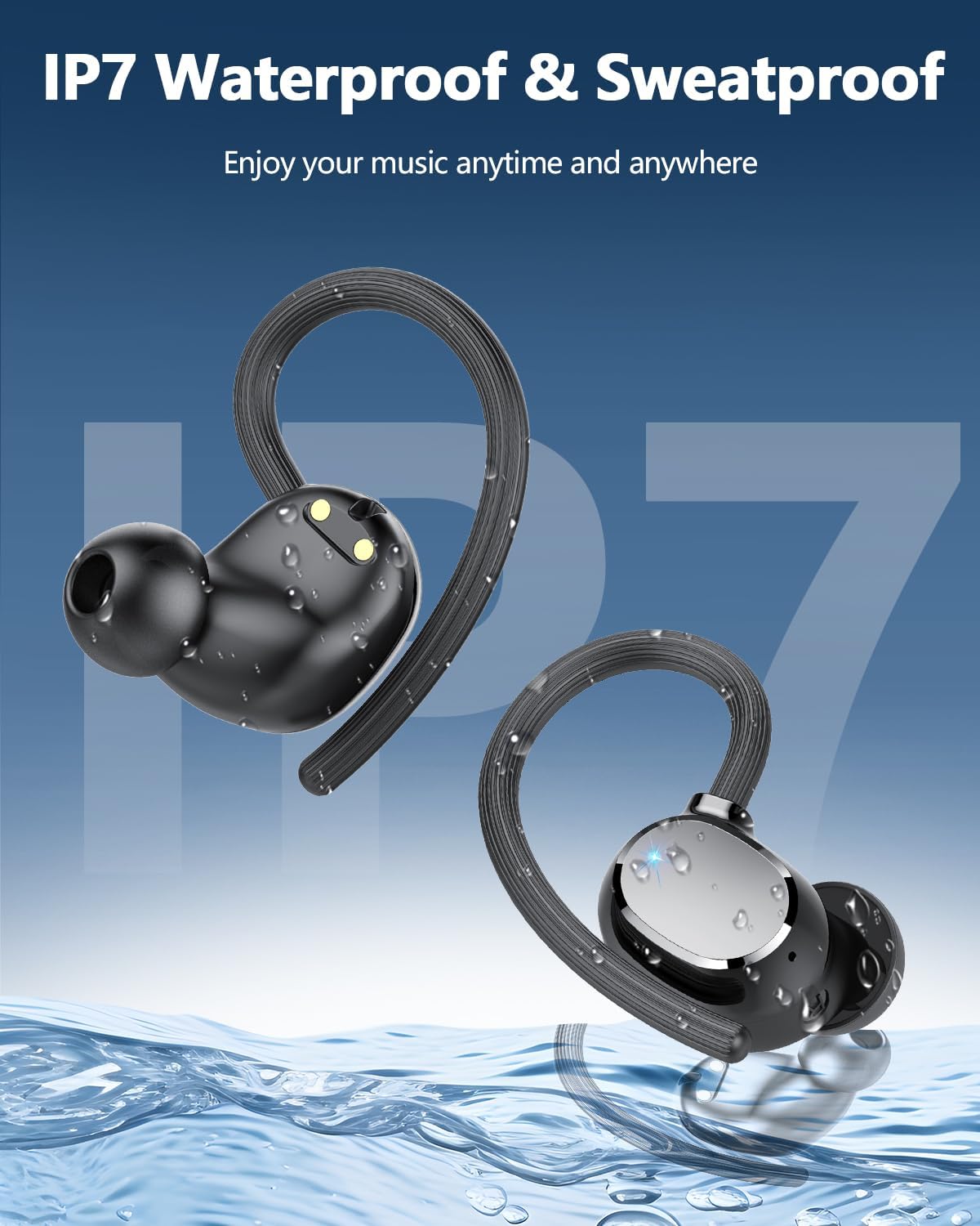 Thumbnail 6 de Bluetooth KopfhörerKabellos mit IPX7, 128 Std Spielzeit, ENC Mikrofone und Tiefbass – ideal für Studium und Sport