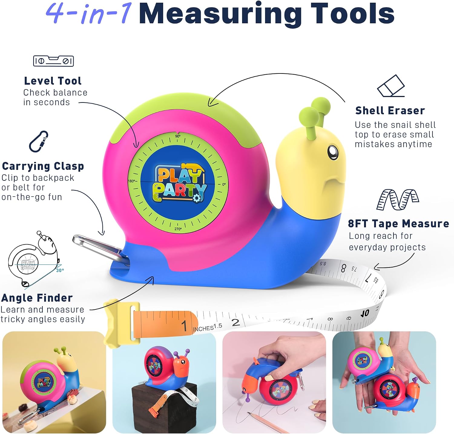 Detalle 2 de PLAYPARTY 8ft Tape Measure for Kids