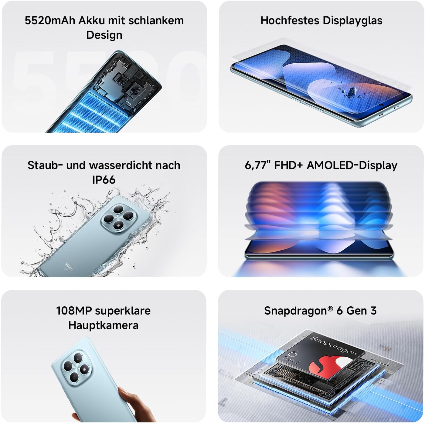 Thumbnail 1 de XIAOMI Redmi Note 15 5G Smartphone (8+256 GB) – Ultradünnes Design, IP66-Schutz, 108 MP Kamera, 6,77" FHD+ Display
