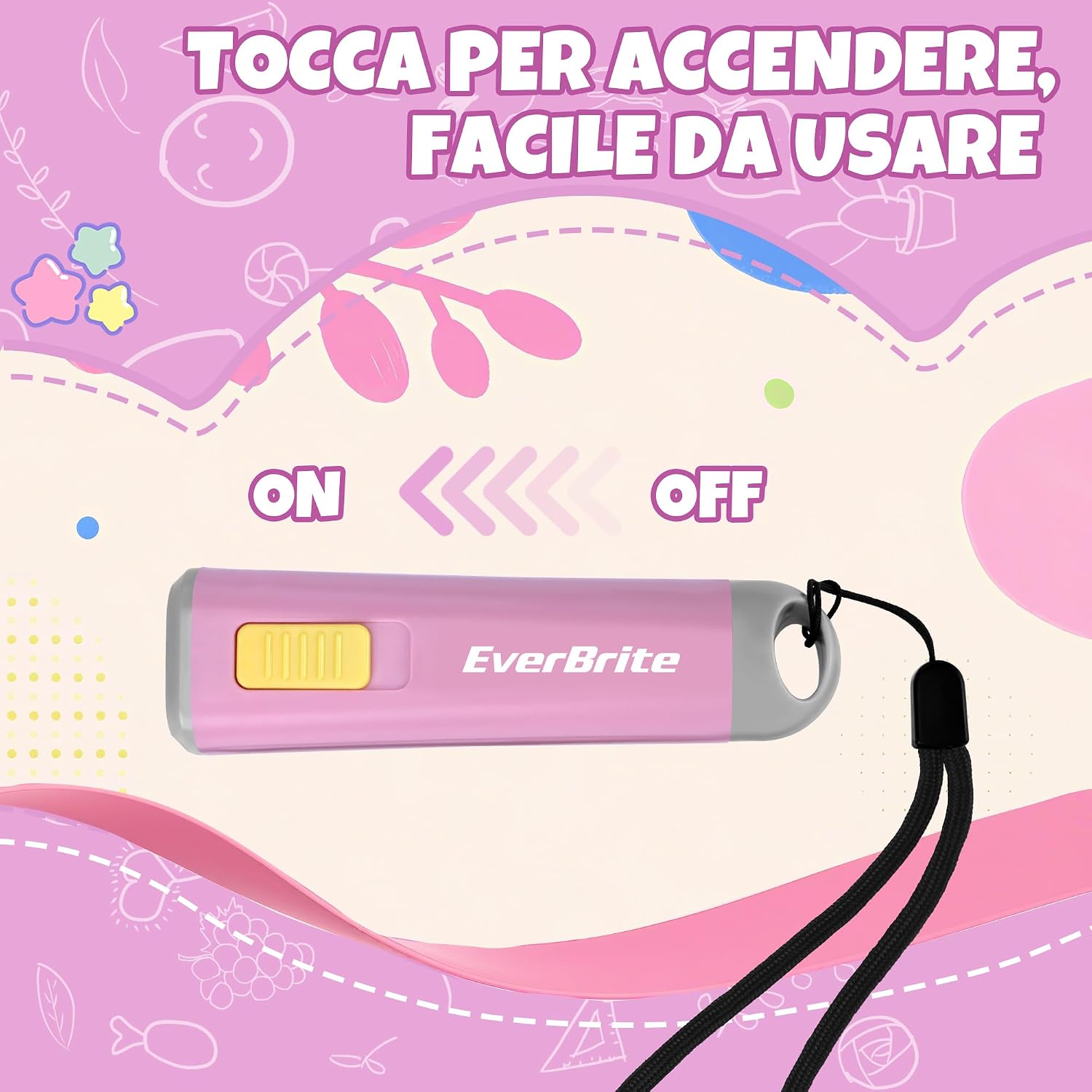 Detalle de EverBrite Mini Torcia LED Rosa – Compatta, Leggera e Versatile