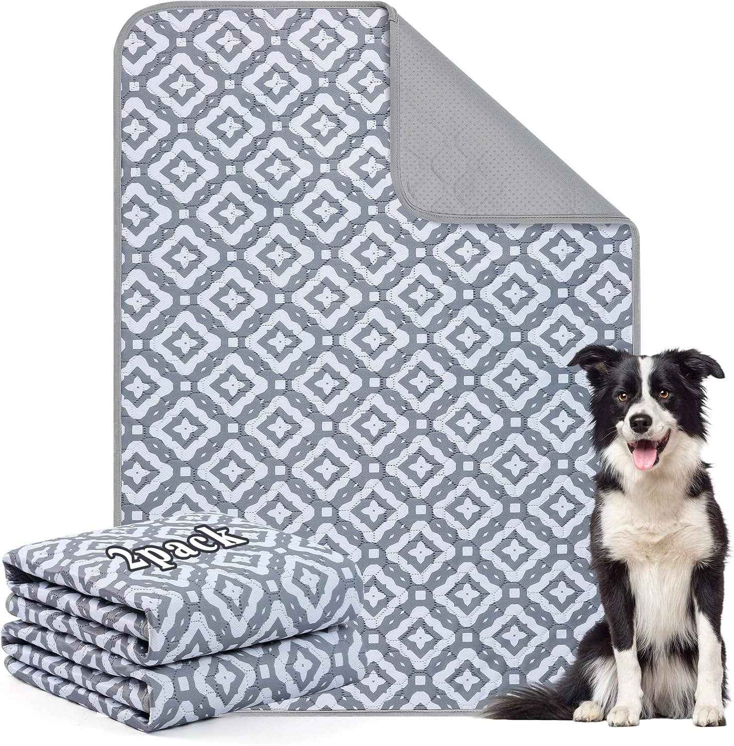 Detalle de Aruiliya Reusable Washable Puppy Pads (2 Pack) – Anti-Slip, Super Absorbent, Leak-Proof Training Pads 90 x 105cm
