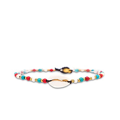 Detalle de Made by Nami Surfer Fußkettchen mit Perlen – Handmade Multi Shell Fußband für Strand & Festival