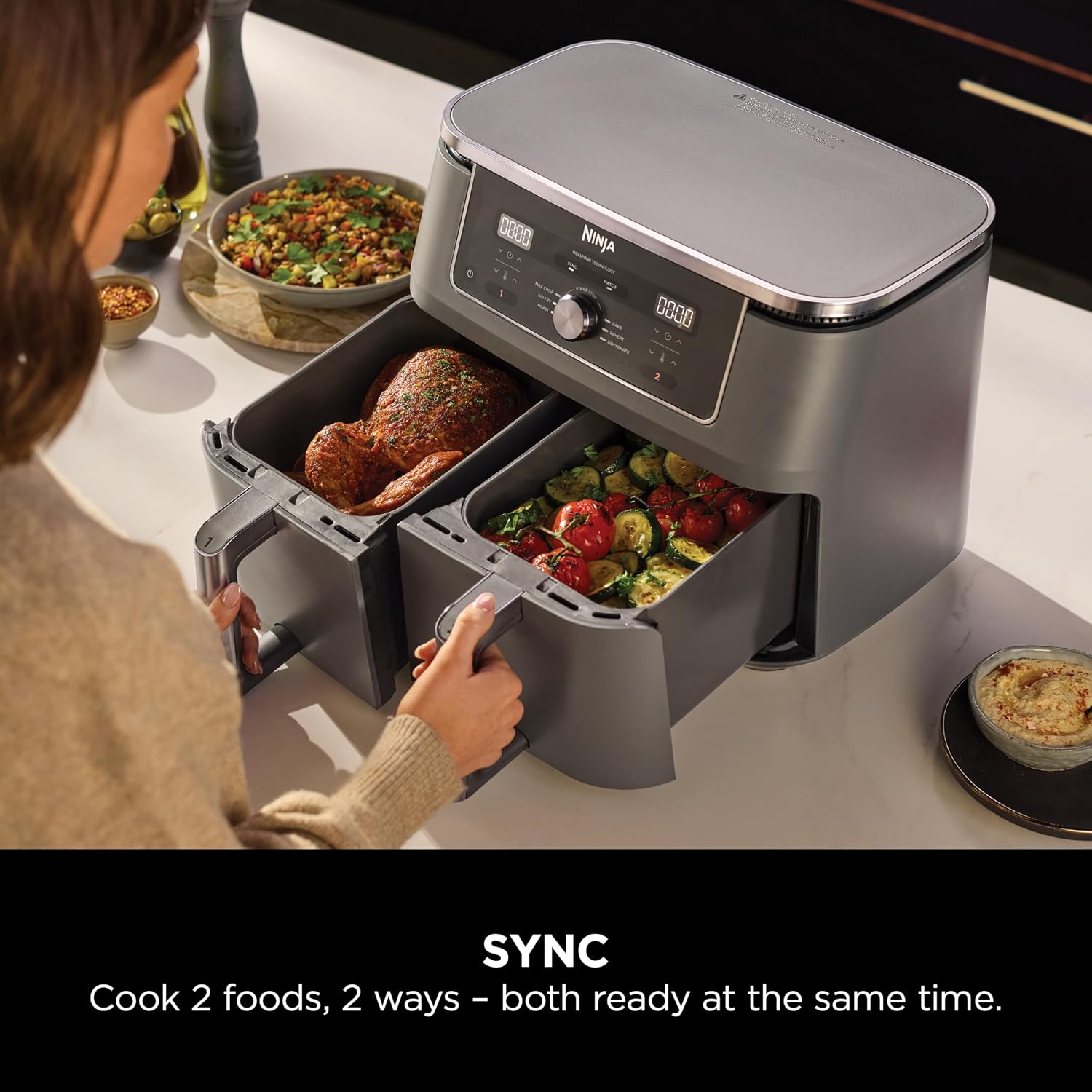 Thumbnail 2 de Ninja MAX Dual Zone Digital Air Fryer (DZ400UK) with 2 Drawers, 9.5L