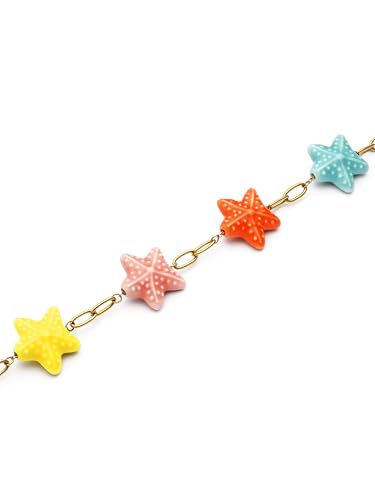 Thumbnail 2 de SINGULARU Collar Mujer Starfish Chic: dorado sobre acero con cerámica multicolor