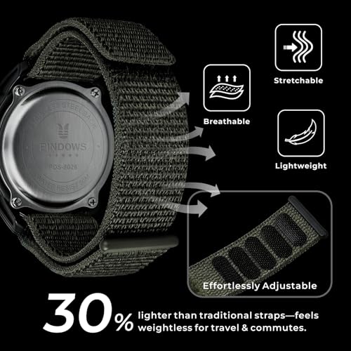 Thumbnail 3 de PINDOWS Herren Digitaluhr: 50m Wasserdicht, Militär-Taktisch für Outdoor & Sport