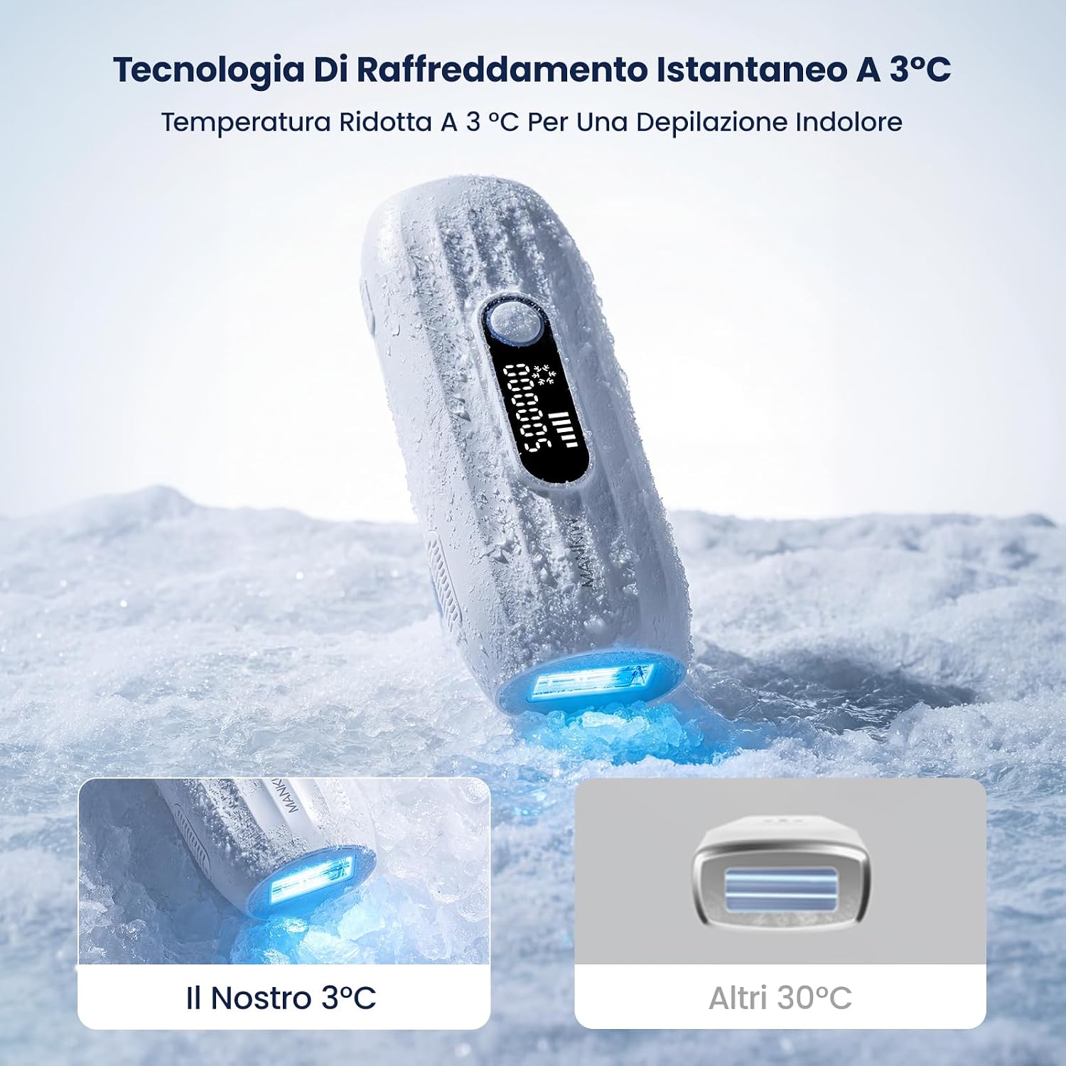 Detalle de MANKIW IPL Epilazione con Raffreddamento – 5 livelli, 500.000 impulsi, uso automatico/manuale