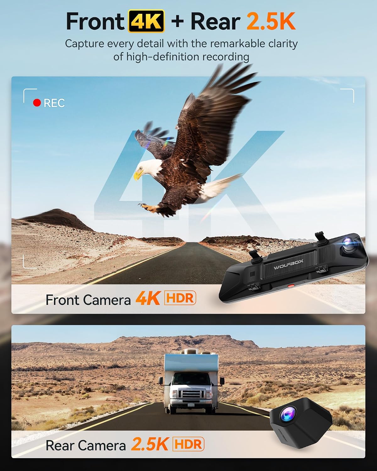 Detalle 2 de WOLFBOX G900 PRO Mirror Dash Cam 128GB