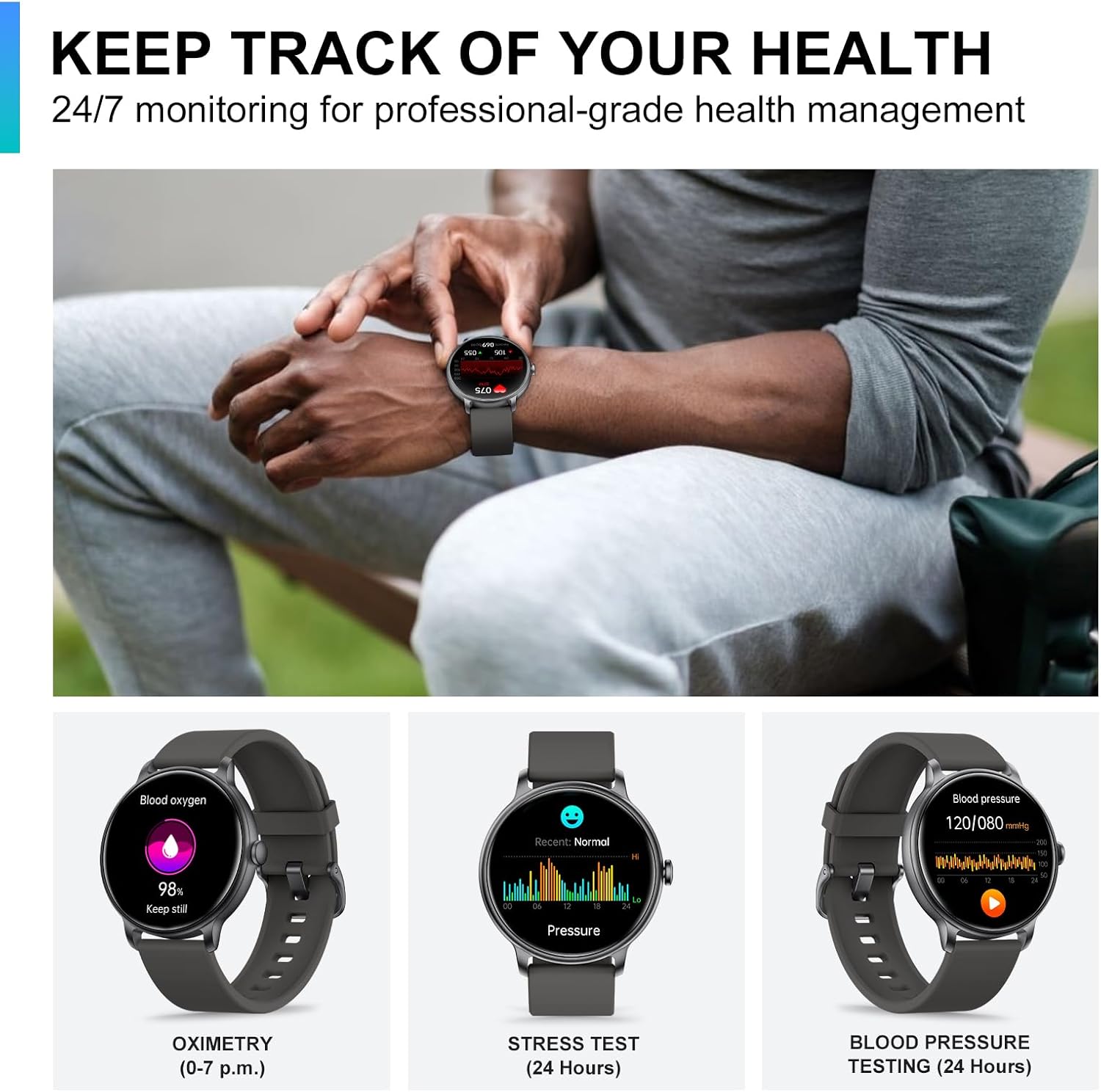 Detalle de Smart Watch with 1.43" AMOLED Display — Call, Fitness Tracking and IP68 Waterproof